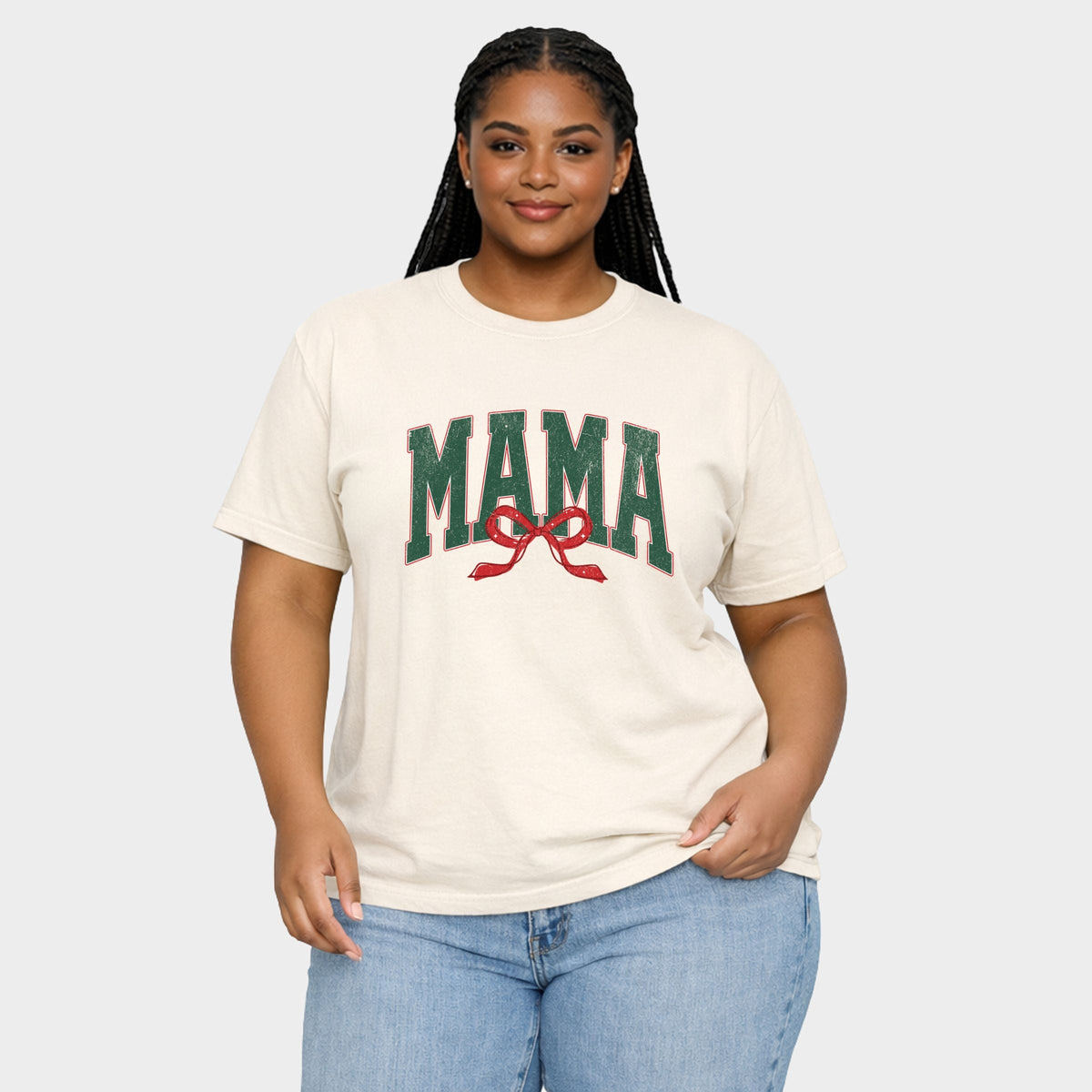 Mama Arched Bow - Women's Plus Garment Dyed Tee