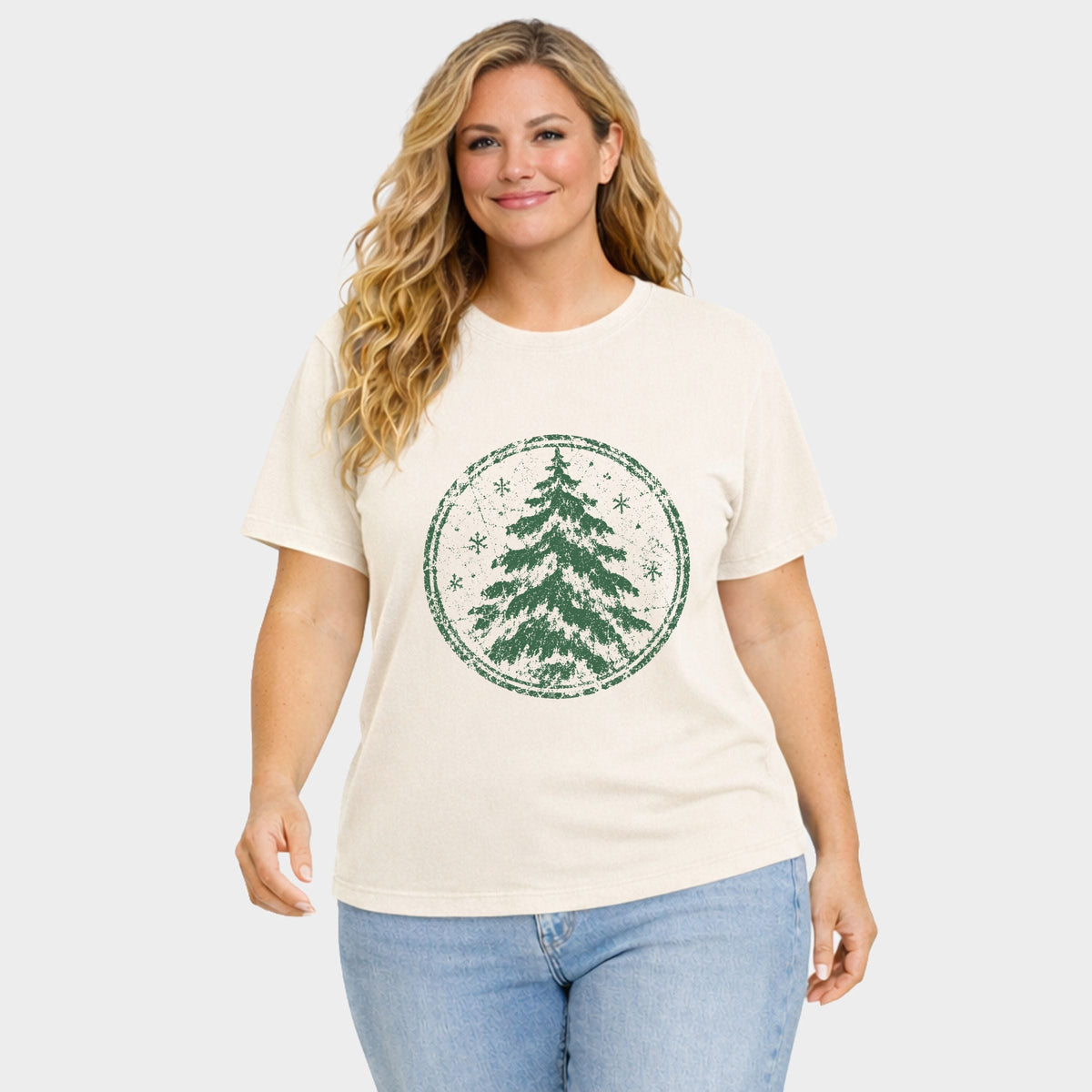 Green Tree Circle - Women's Plus Garment Dyed Tee