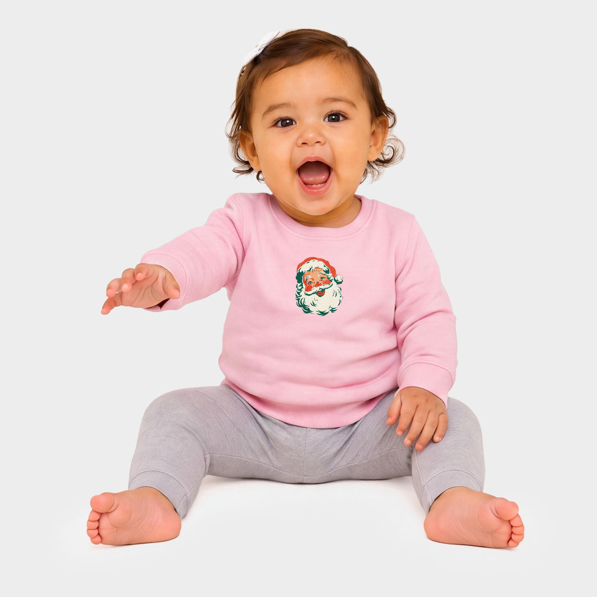 Retro Santa Face - Infant Crew Fleece Sweatshirt