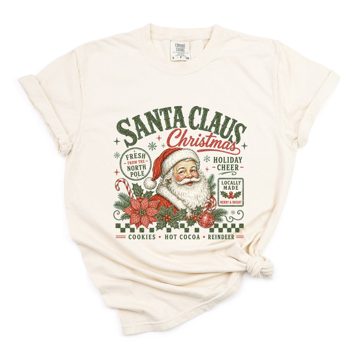 Santa Claus Christmas - Women's Garment Dyed Graphic T-Shirt