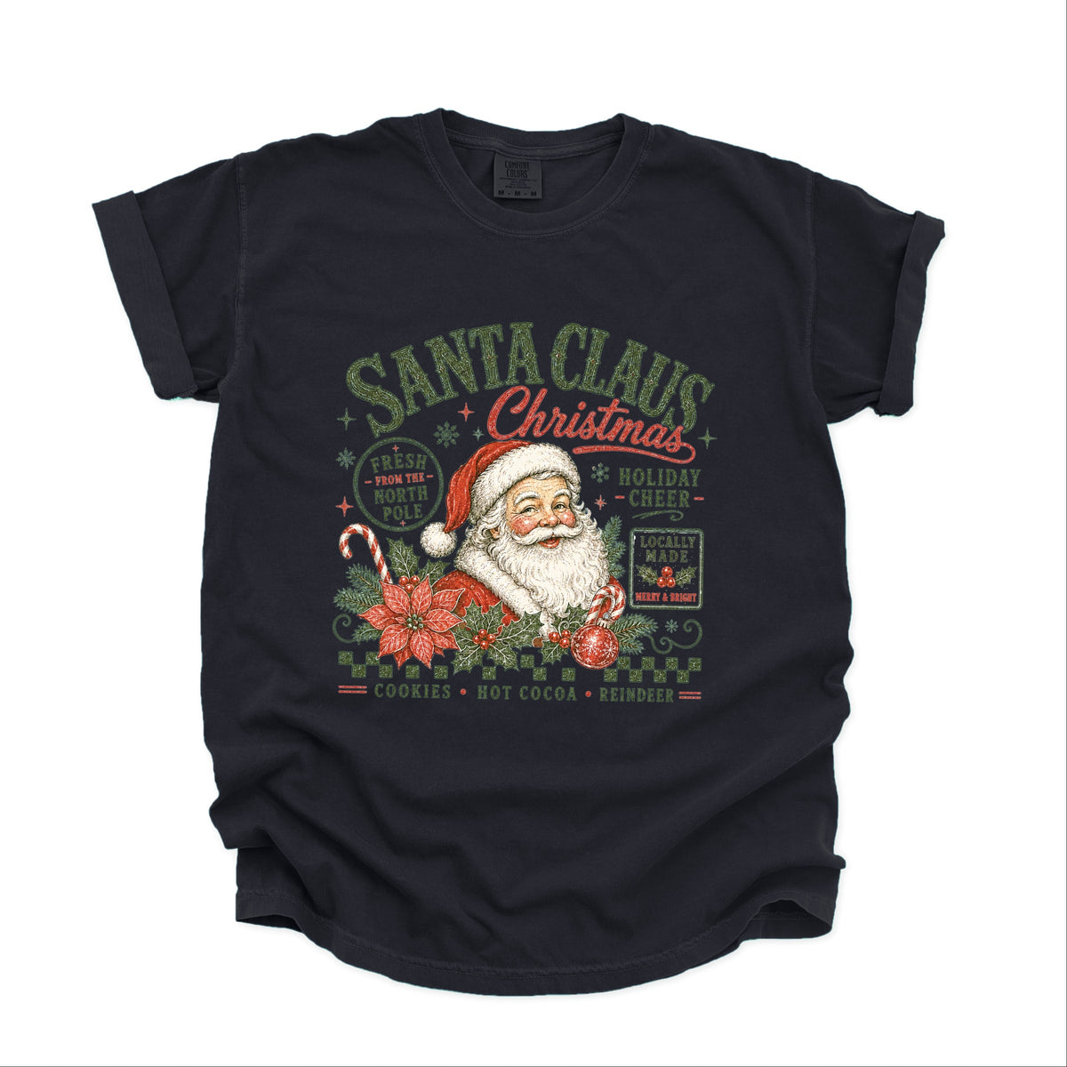 Santa Claus Christmas - Women's Garment Dyed Graphic T-Shirt