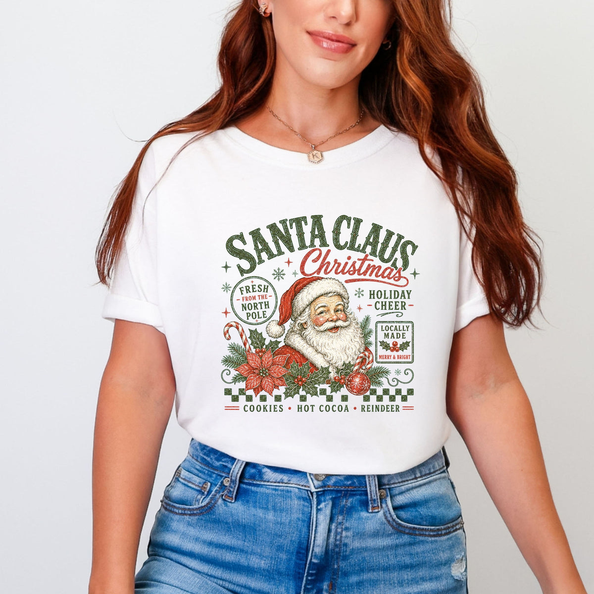 Santa Claus Christmas - Women's Garment Dyed Graphic T-Shirt