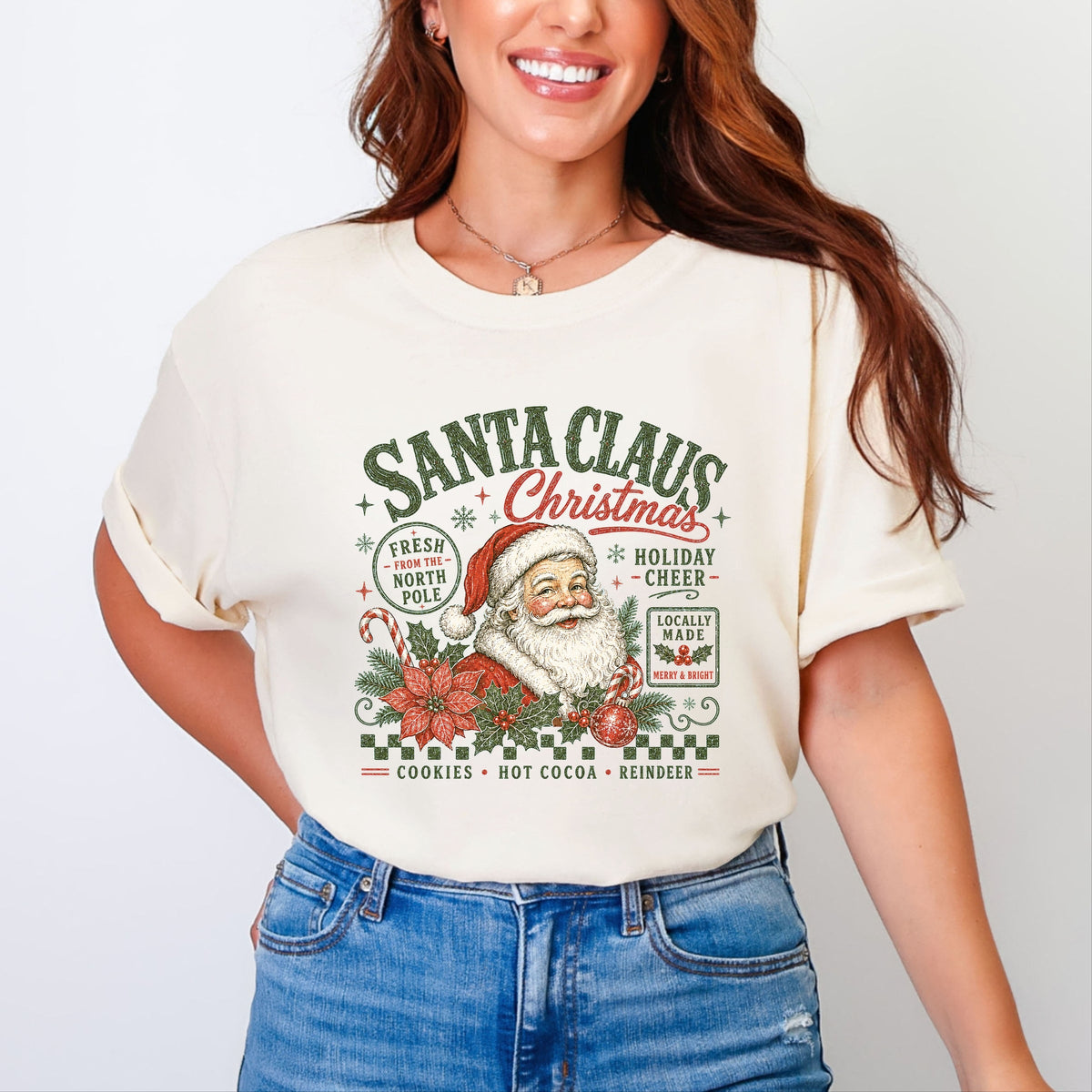Santa Claus Christmas - Women's Garment Dyed Graphic T-Shirt
