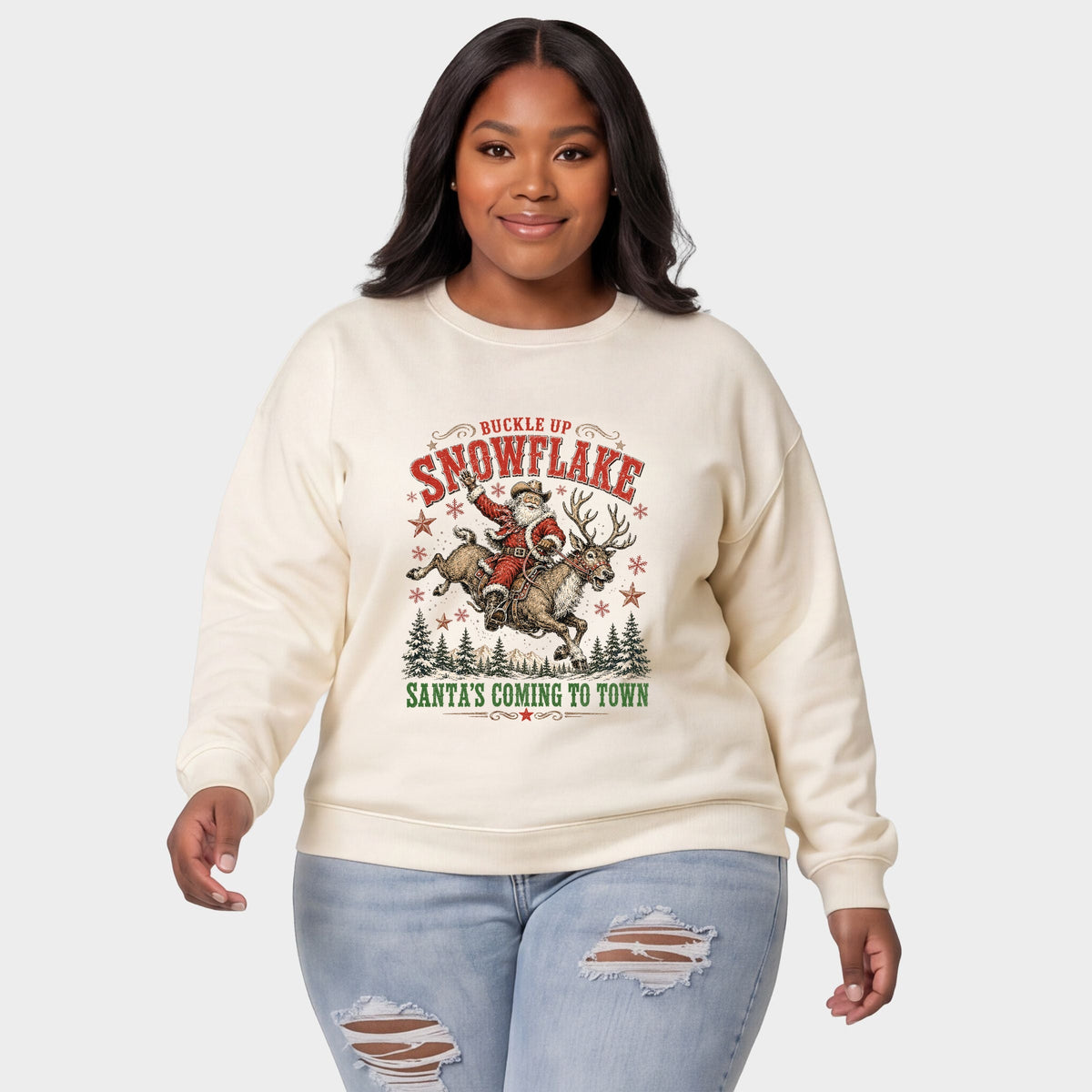 Buckle Up Snowflake - Women's Plus Sweatshirt