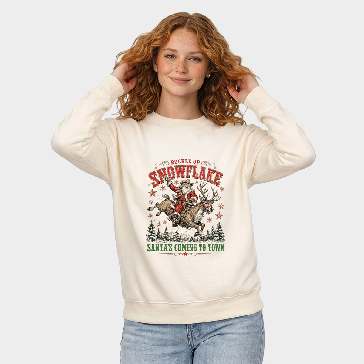 Buckle Up Snowflake - Women's Graphic Sweatshirt