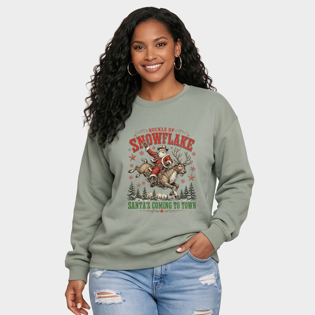 Buckle Up Snowflake - Women's Graphic Sweatshirt