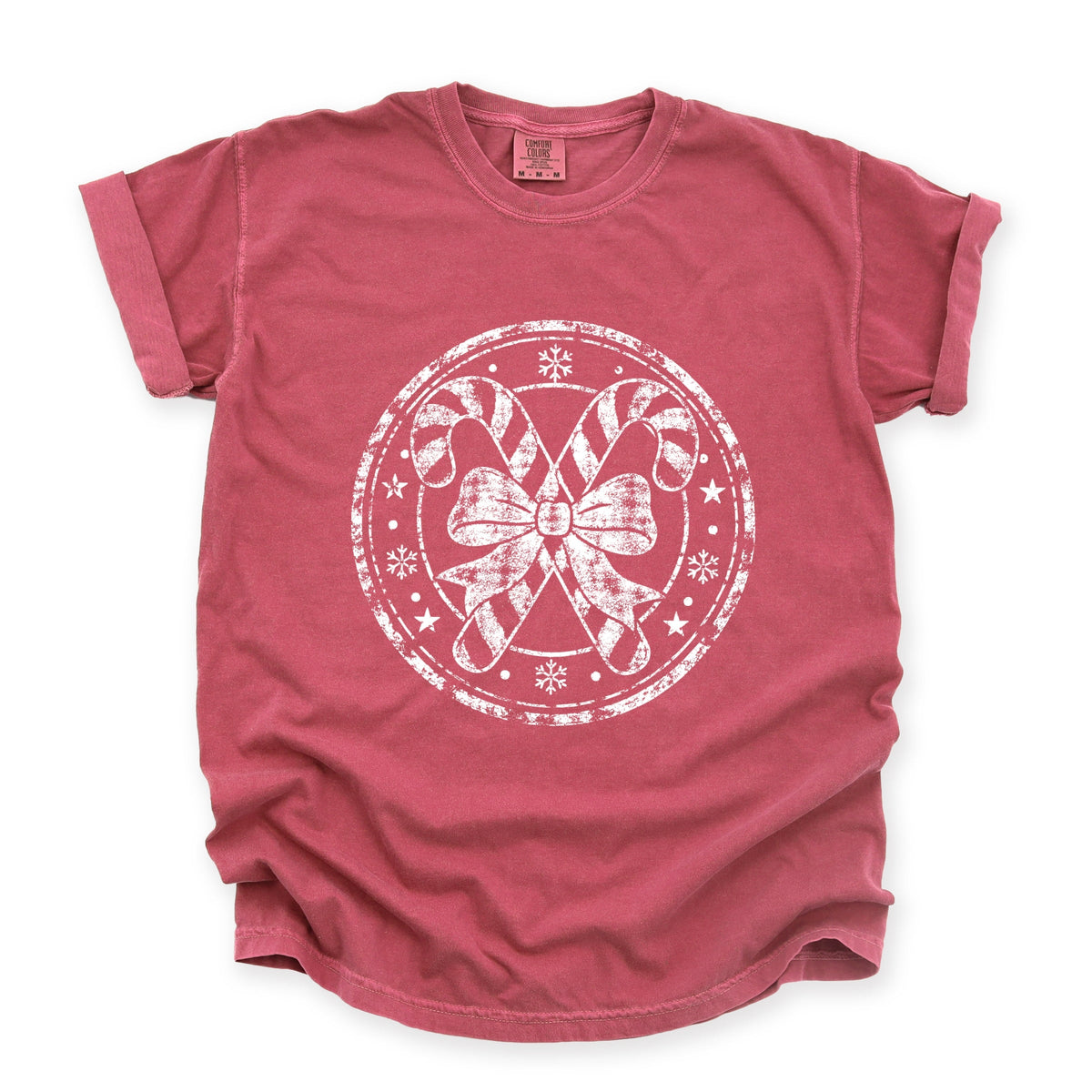 Candy Cane Circle - Women's Garment Dyed Graphic T-Shirt