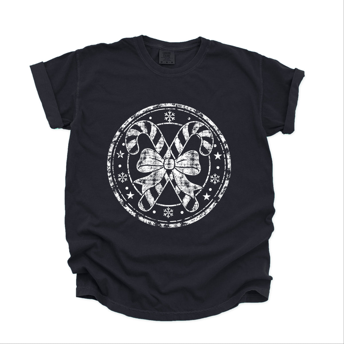 Candy Cane Circle - Women's Garment Dyed Graphic T-Shirt