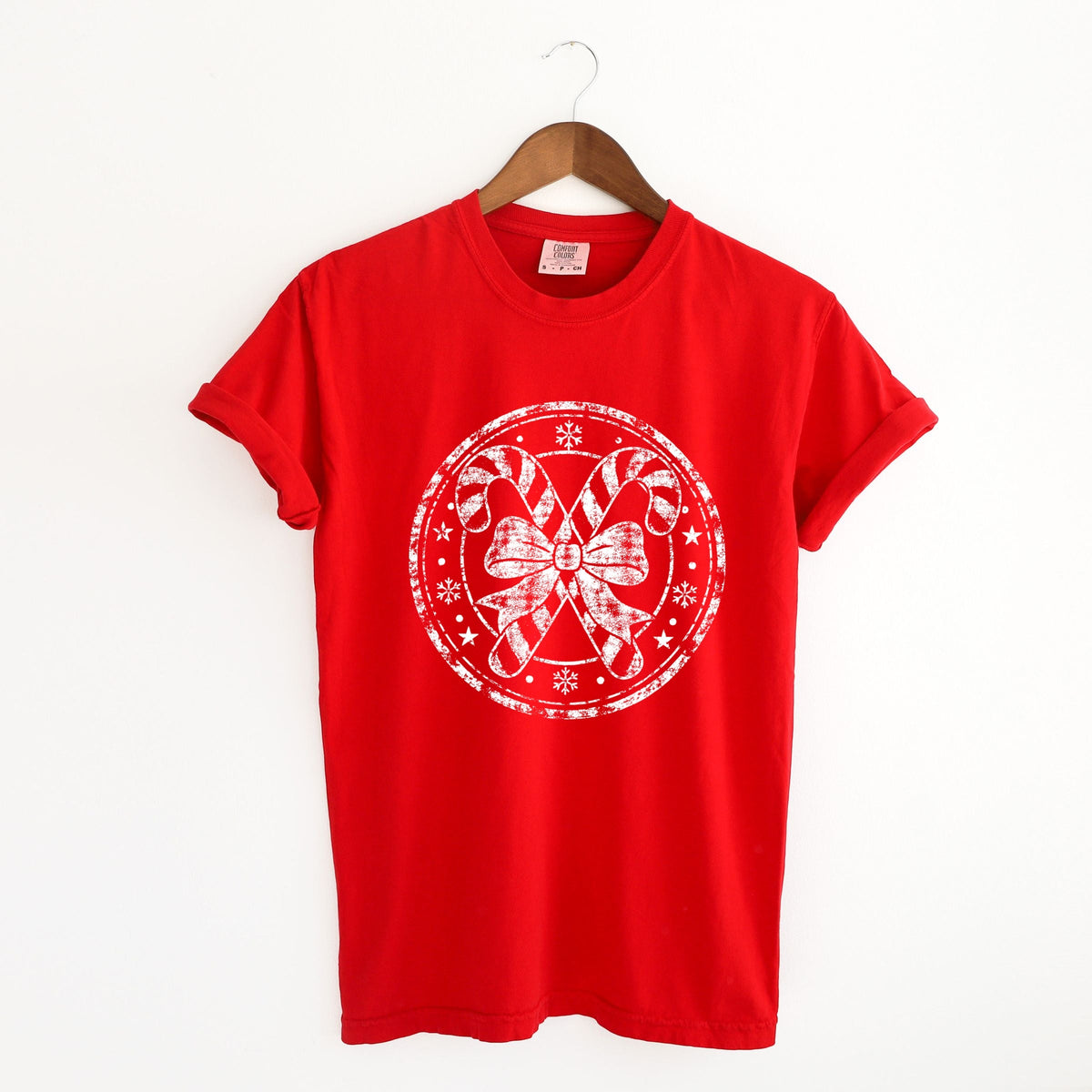 Candy Cane Circle - Women's Garment Dyed Graphic T-Shirt
