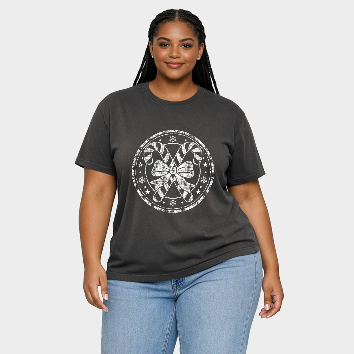 Candy Cane Circle - Women's Plus Garment Dyed Tee