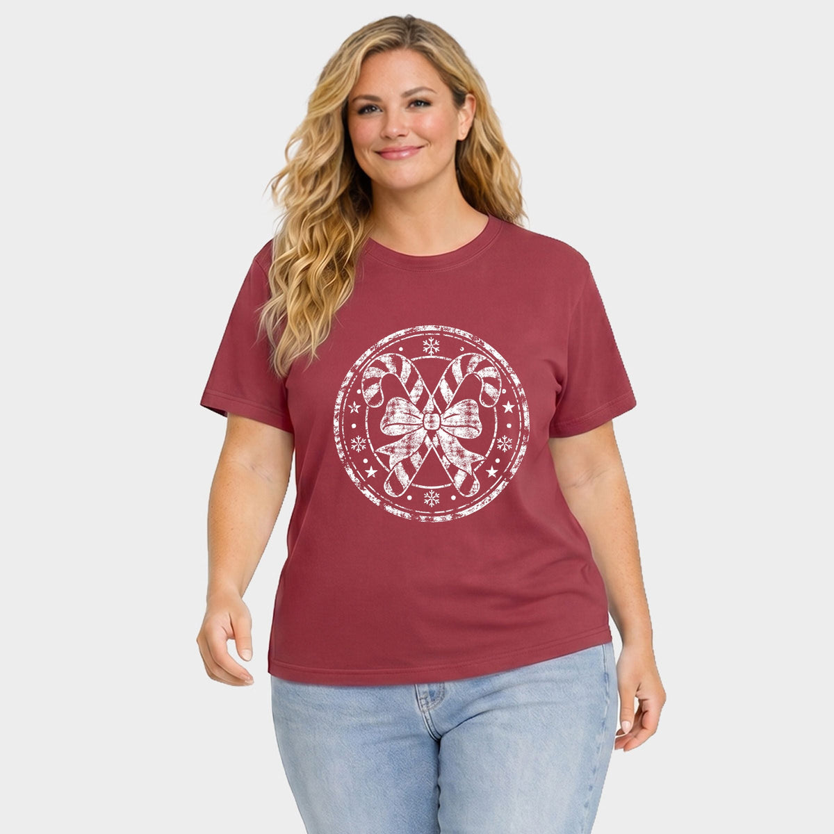 Candy Cane Circle - Women's Plus Garment Dyed Tee