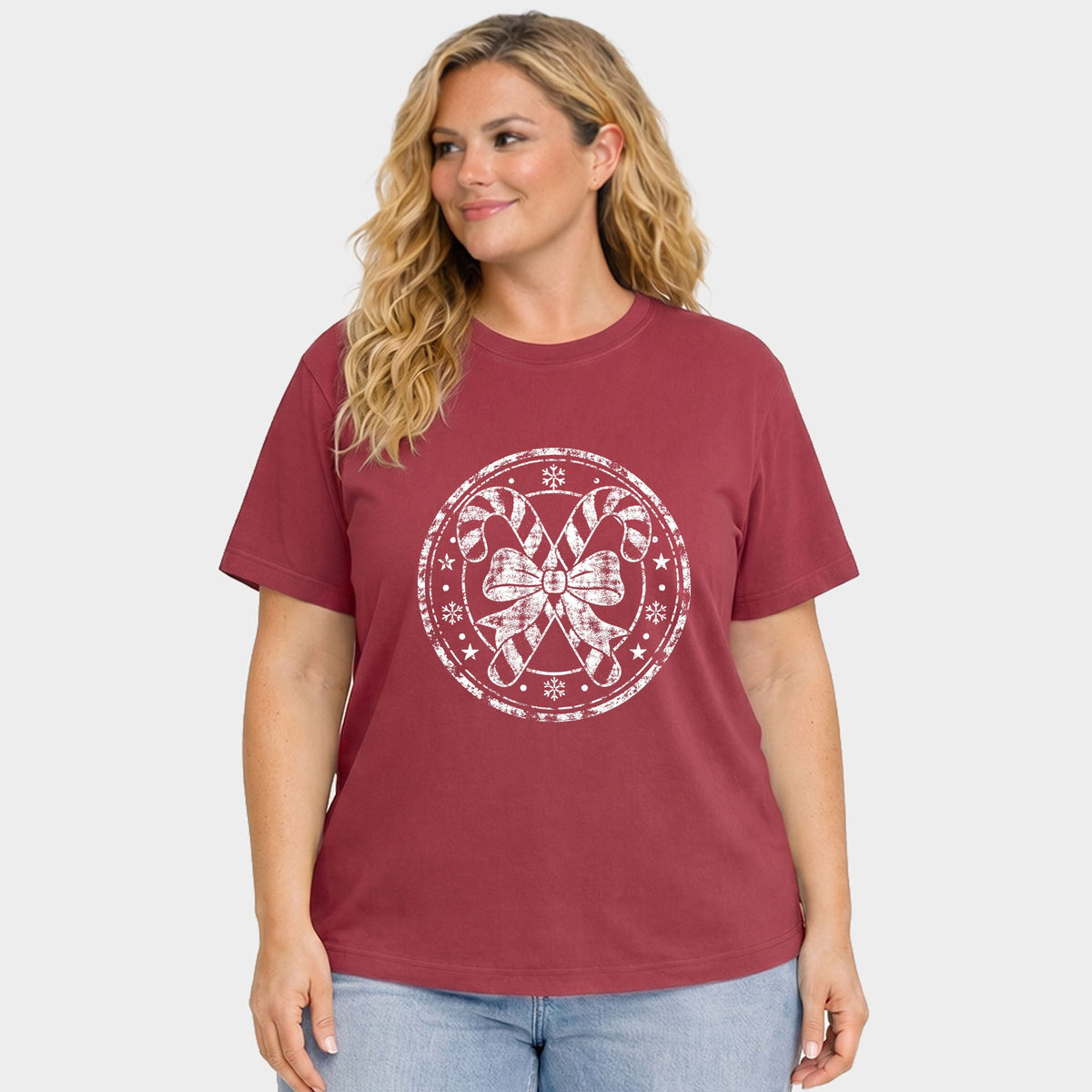 Candy Cane Circle - Women's Plus Garment Dyed Tee