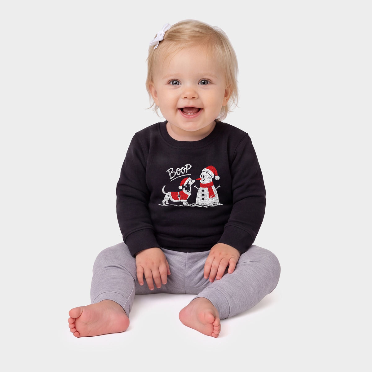 Boop Snowman and Dog - Infant Crew Fleece Sweatshirt