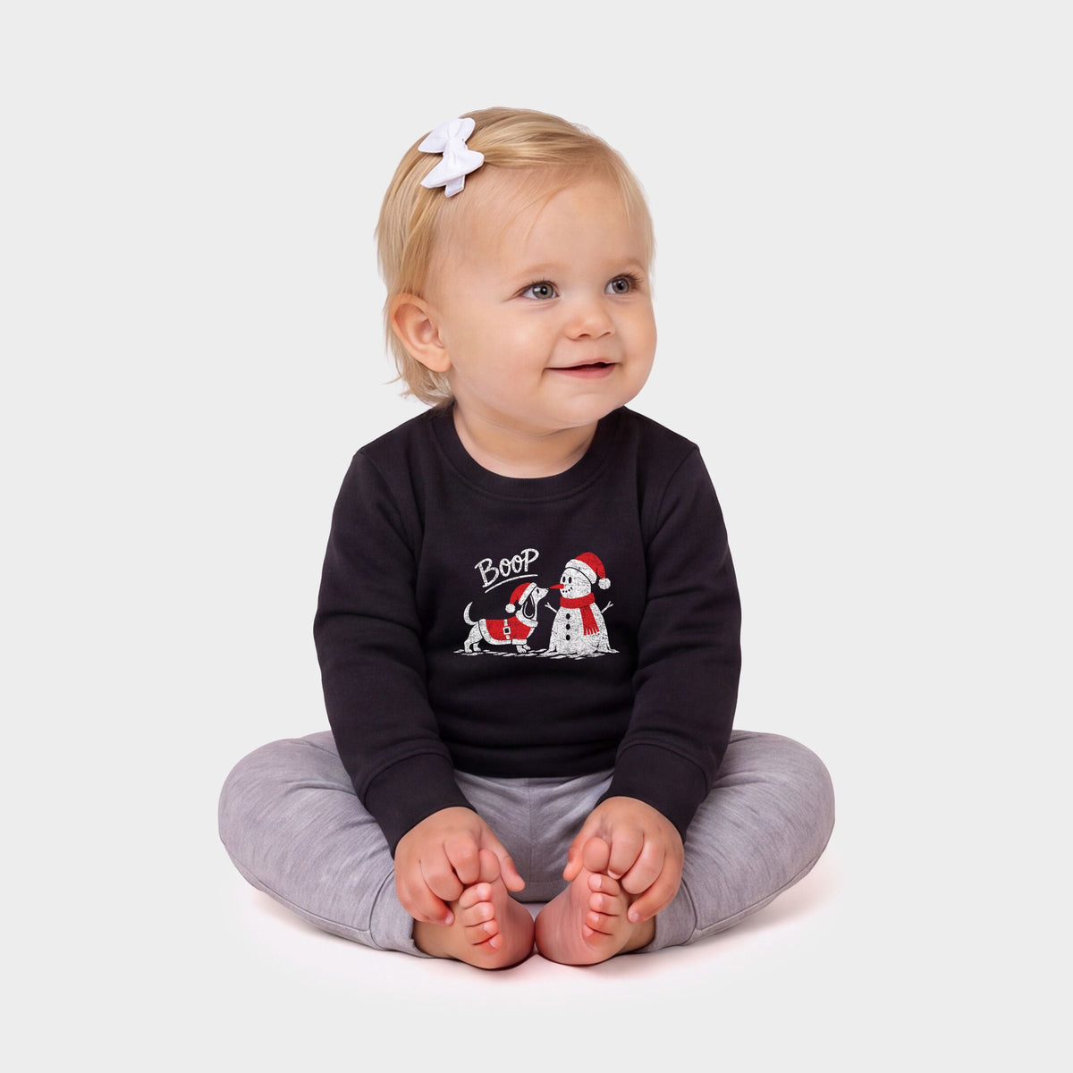 Boop Snowman and Dog - Infant Crew Fleece Sweatshirt