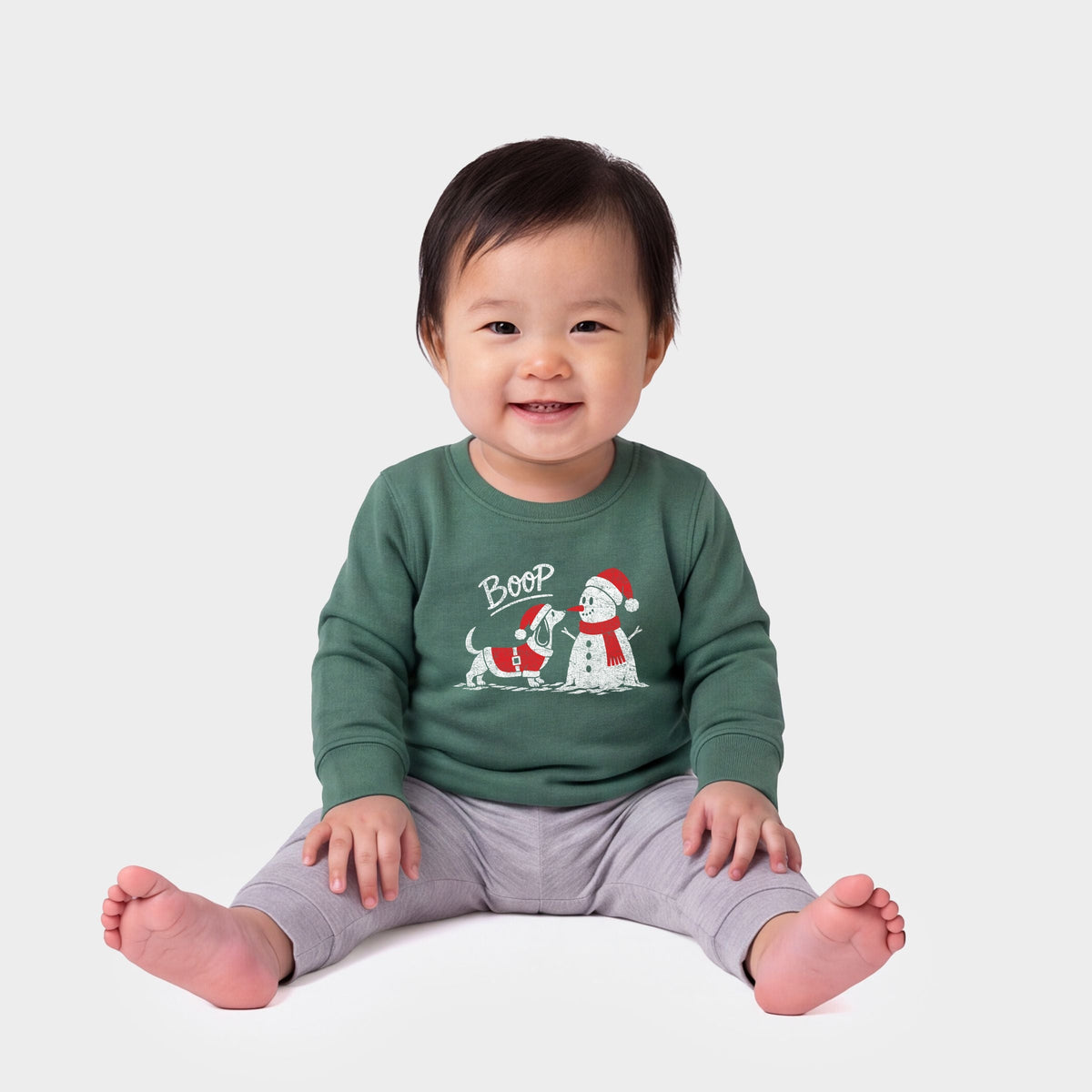 Boop Snowman and Dog - Infant Crew Fleece Sweatshirt