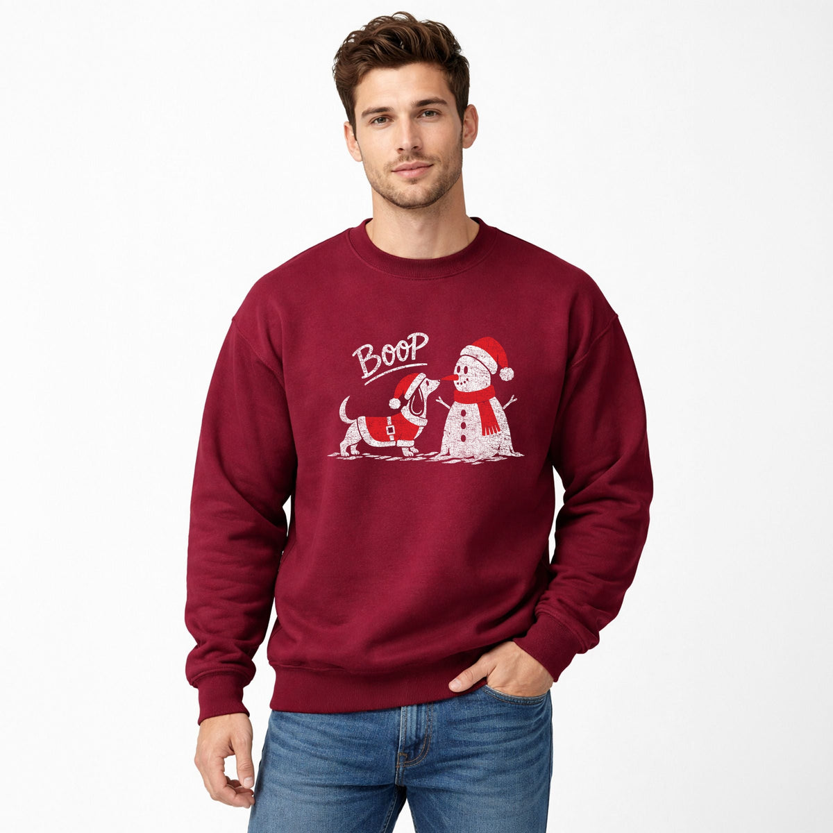 Boop Snowman and Dog - Men's Graphic Sweatshirt