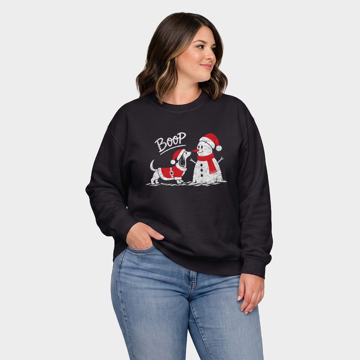 Boop Snowman and Dog - Women's Plus Sweatshirt