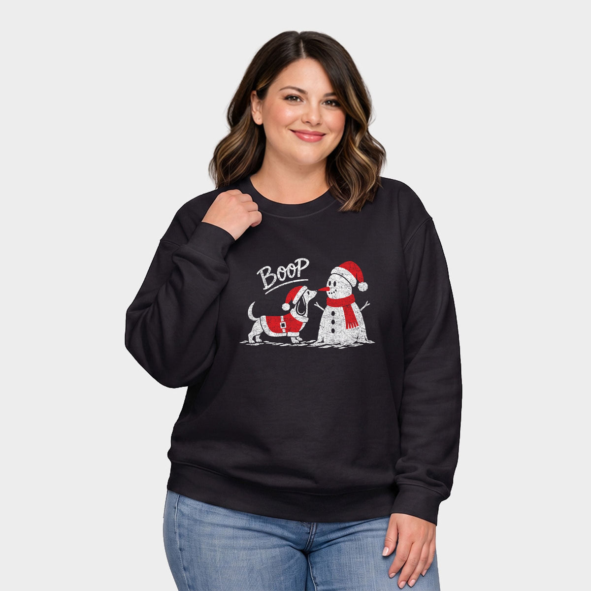 Boop Snowman and Dog - Women's Plus Sweatshirt