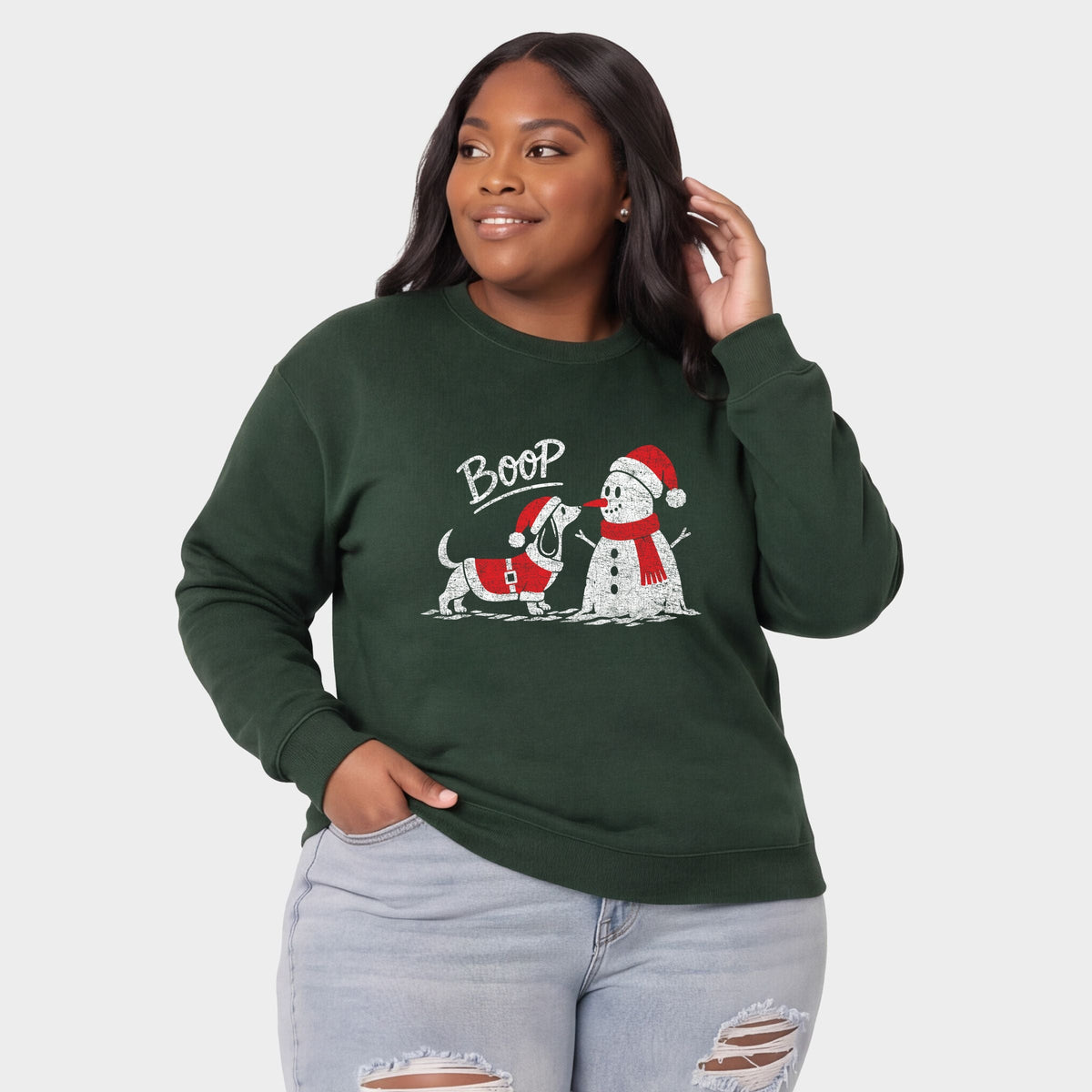 Boop Snowman and Dog - Women's Plus Sweatshirt