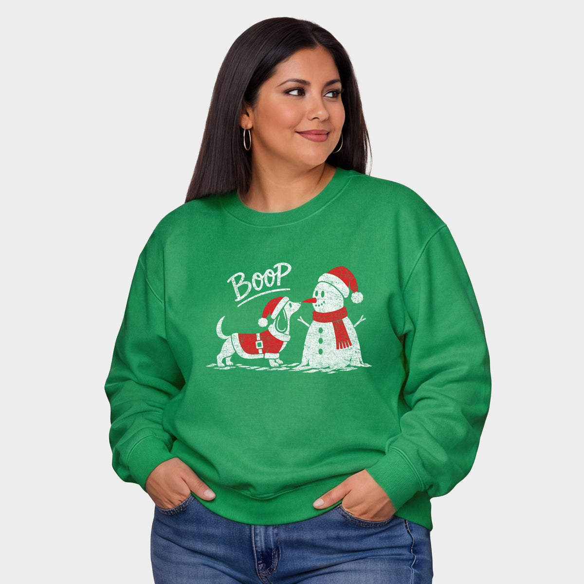 Boop Snowman and Dog - Women's Plus Sweatshirt
