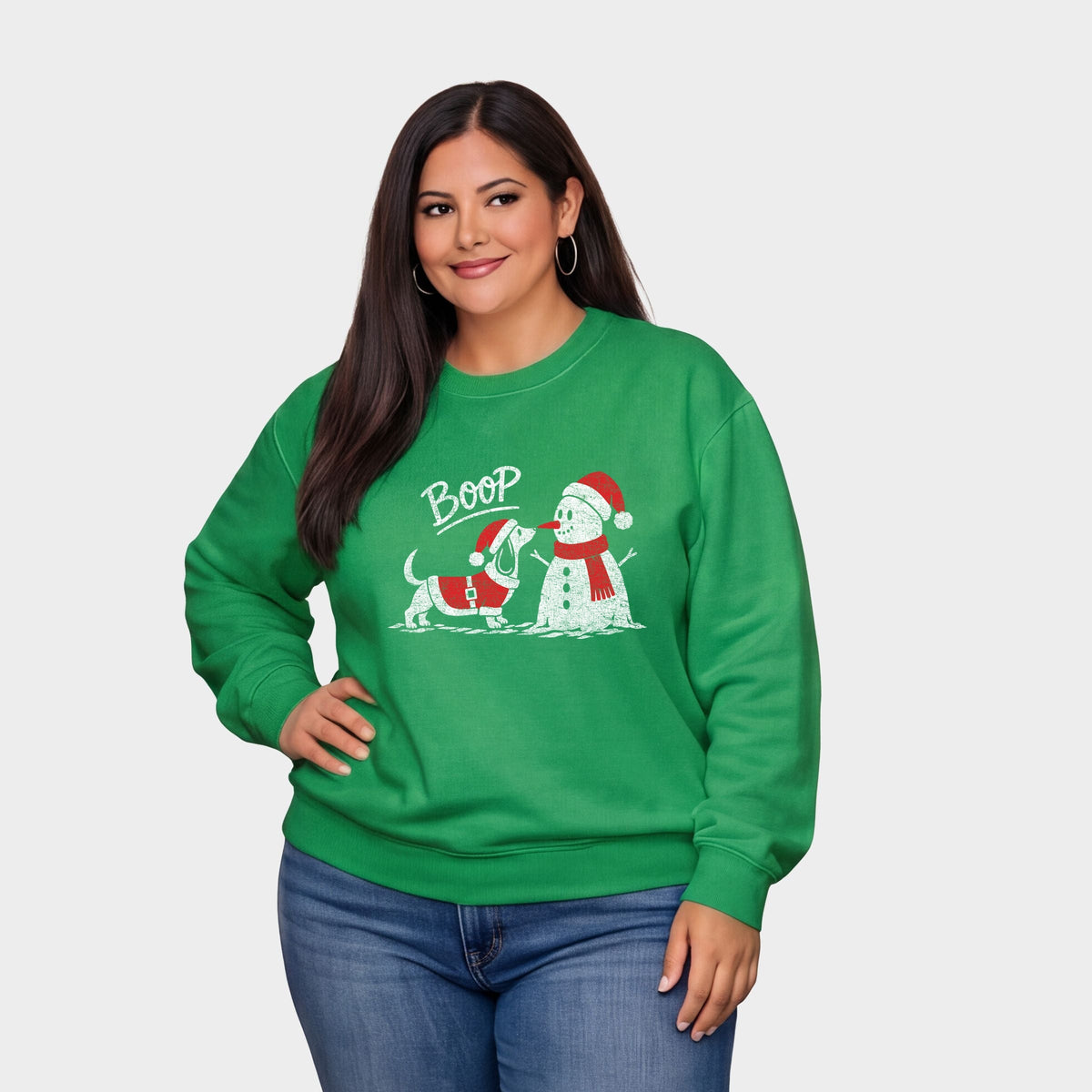 Boop Snowman and Dog - Women's Plus Sweatshirt