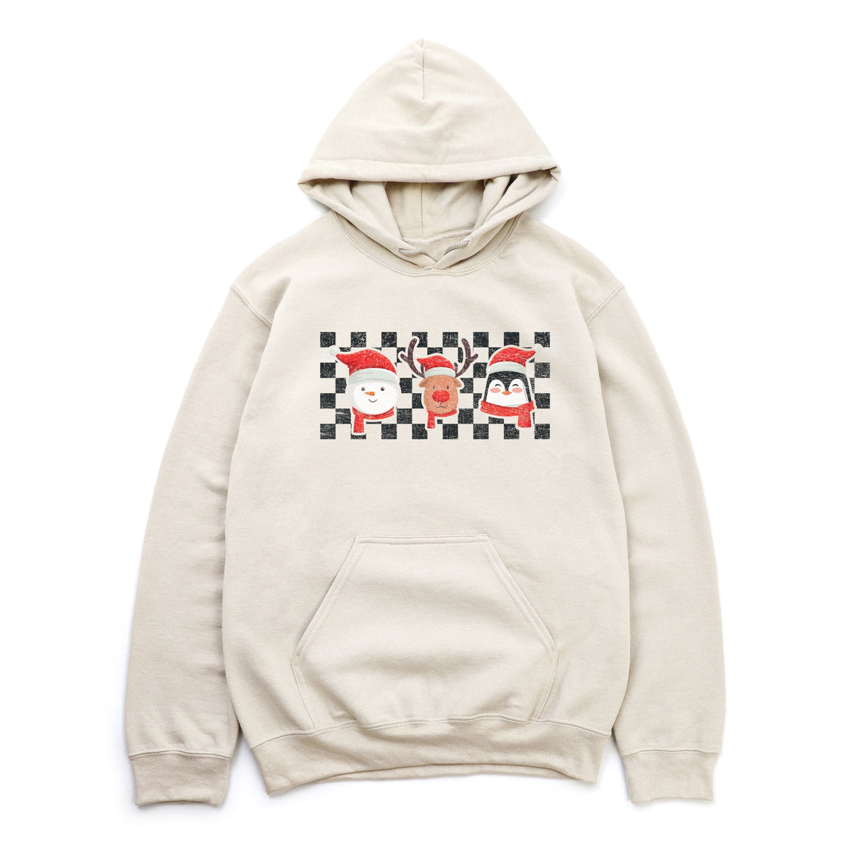 Checkered Christmas Faces - Women's Graphic Hoodie
