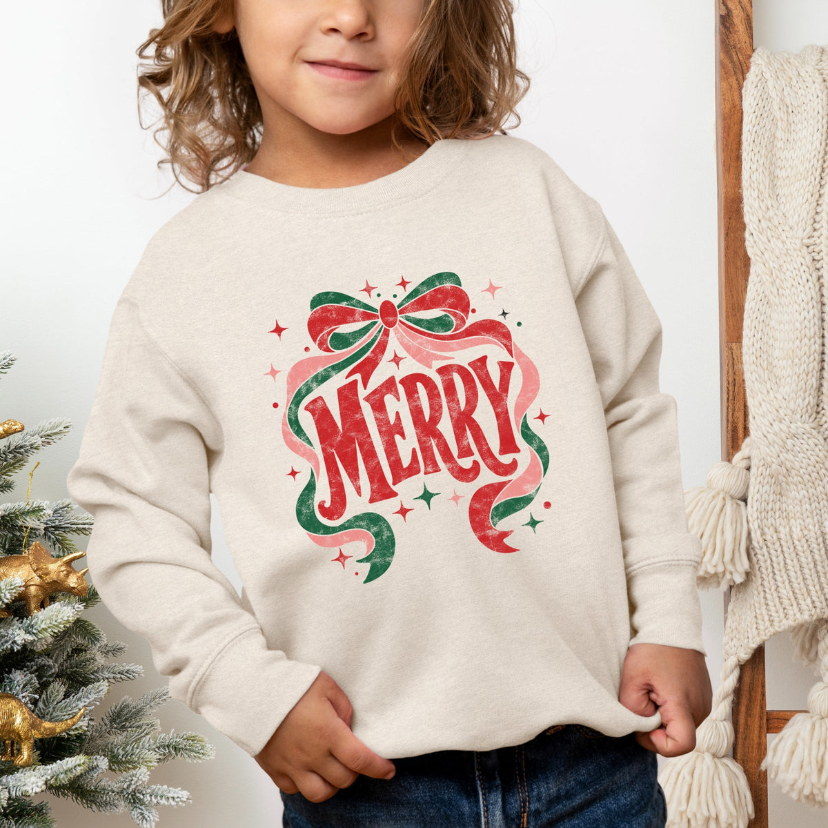 Merry Bow Stars - Toddler Graphic Sweatshirt