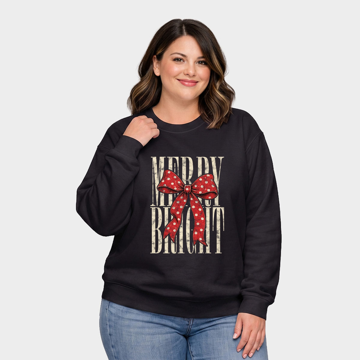 Merry Bright Bow - Women's Plus Sweatshirt