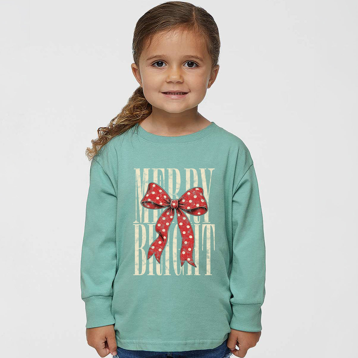 Merry Bright Bow - Toddler Long Sleeve Graphic Tee
