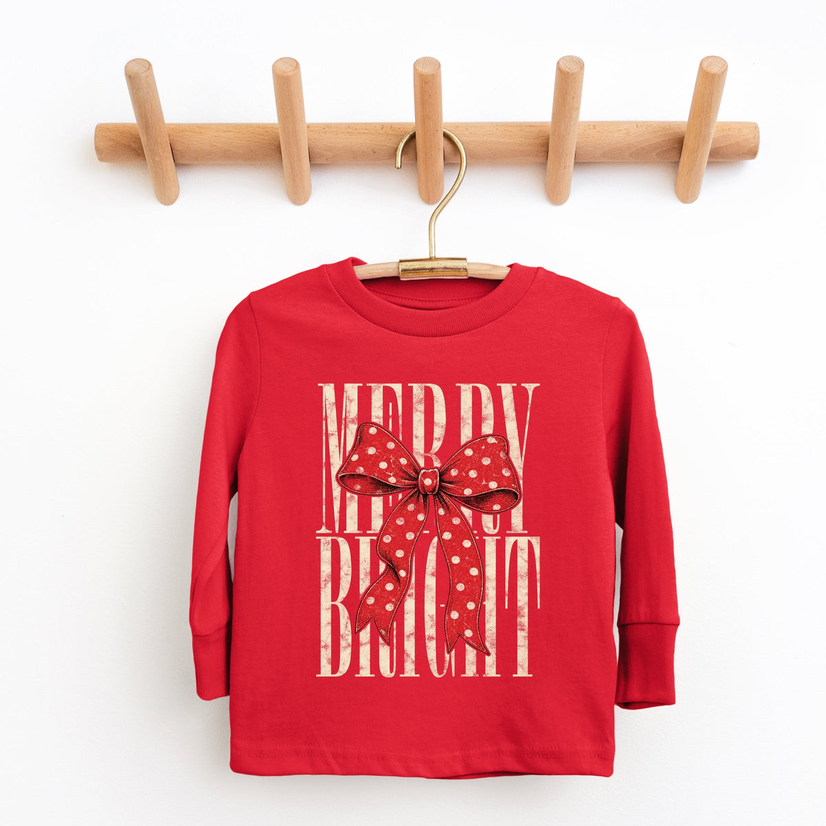 Merry Bright Bow - Youth Long Sleeve Graphic T-Shirt