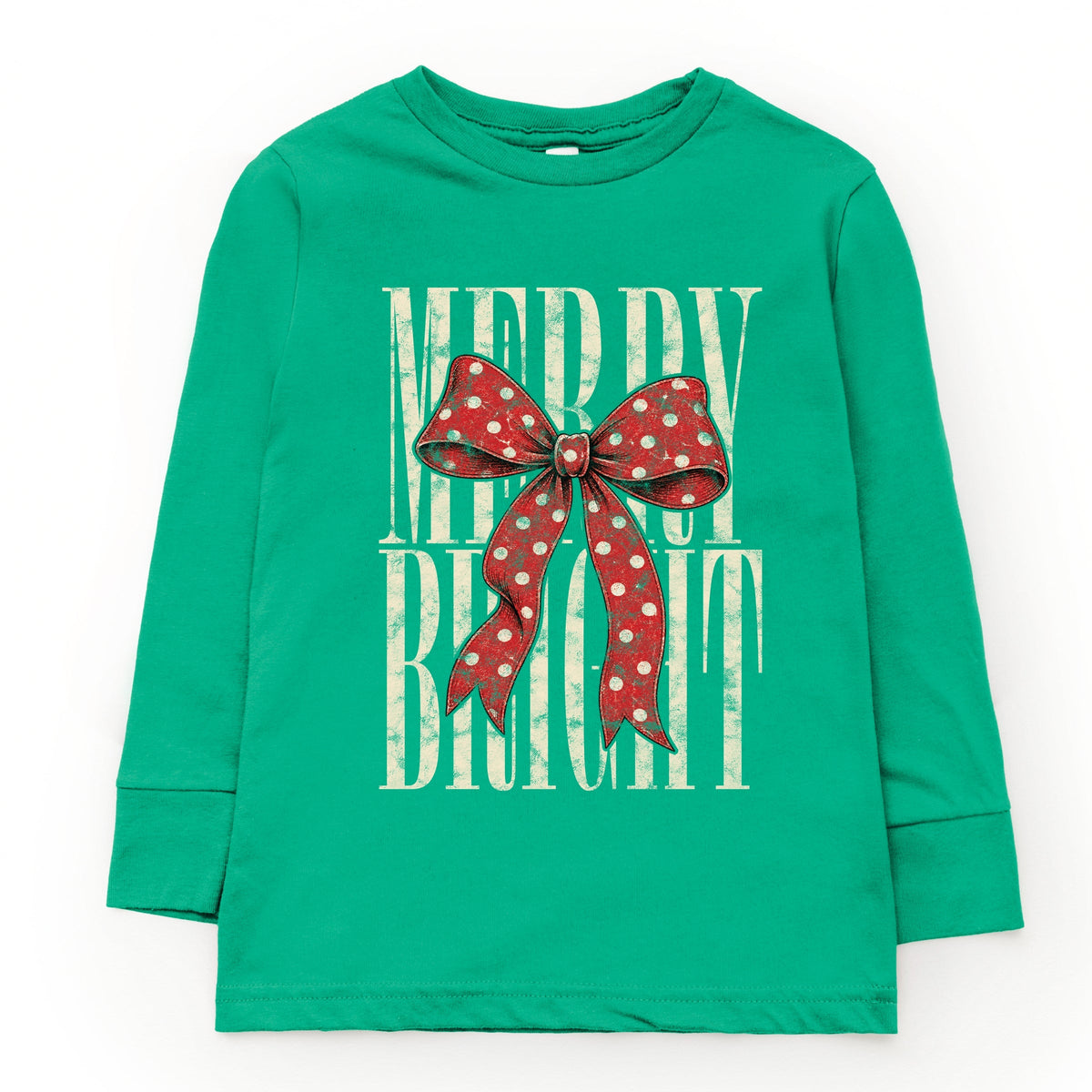 Merry Bright Bow - Youth Long Sleeve Graphic T-Shirt