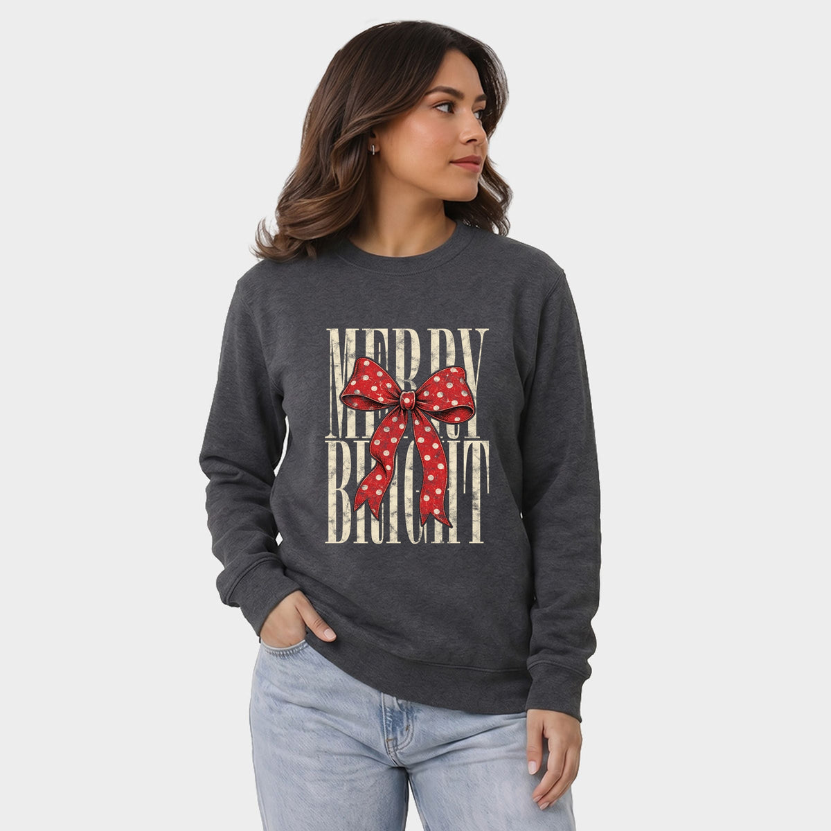 Merry Bright Bow - Women's Graphic Sweatshirt