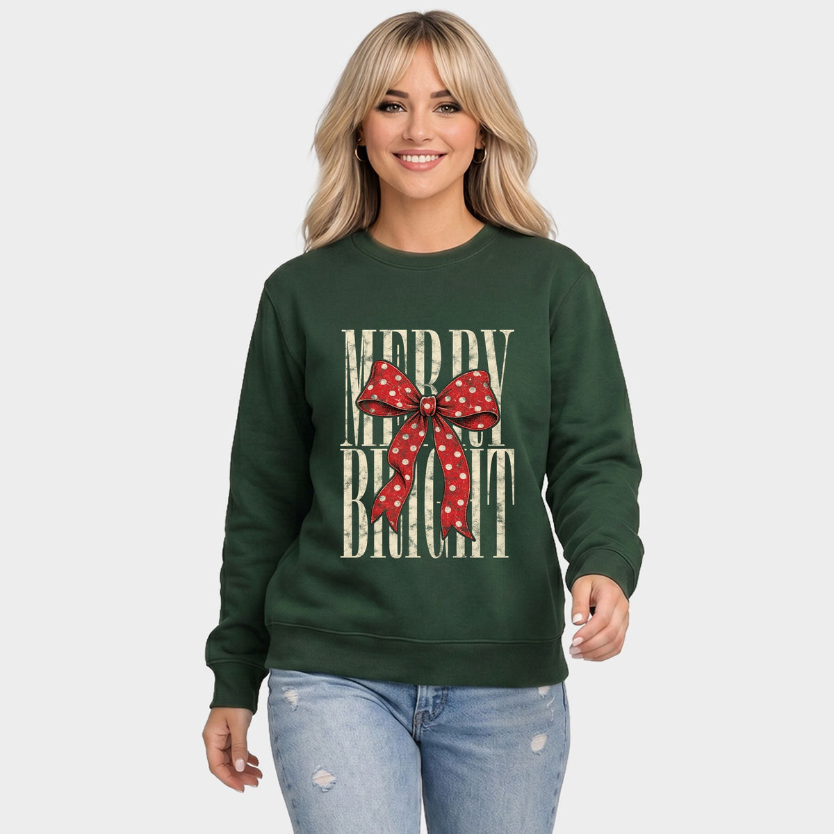 Merry Bright Bow - Women's Graphic Sweatshirt