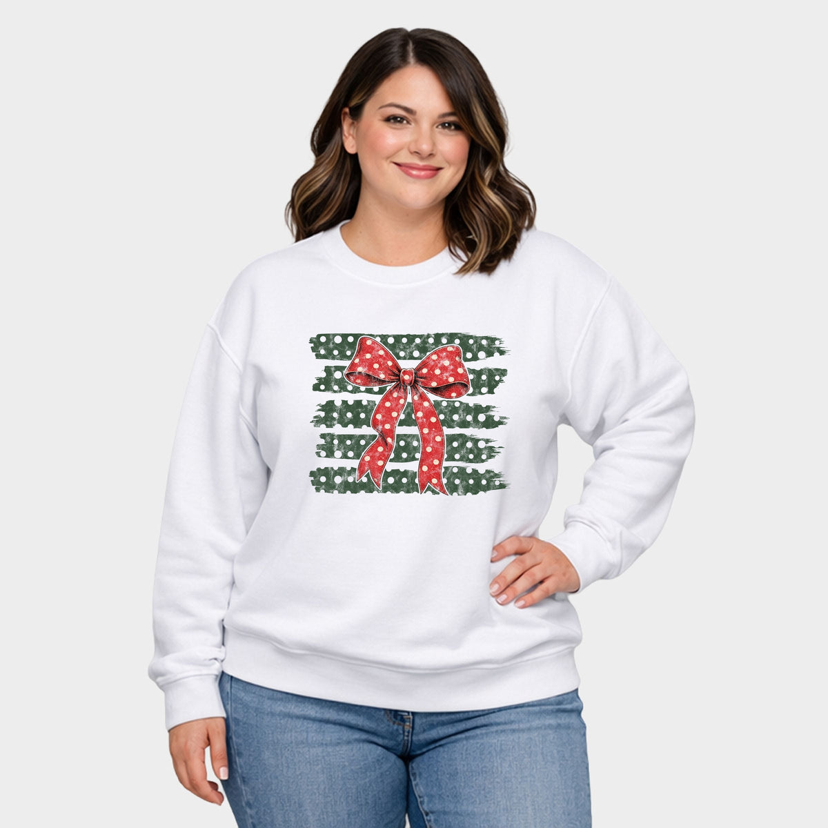 Christmas Bow Polka Dots - Women's Plus Sweatshirt
