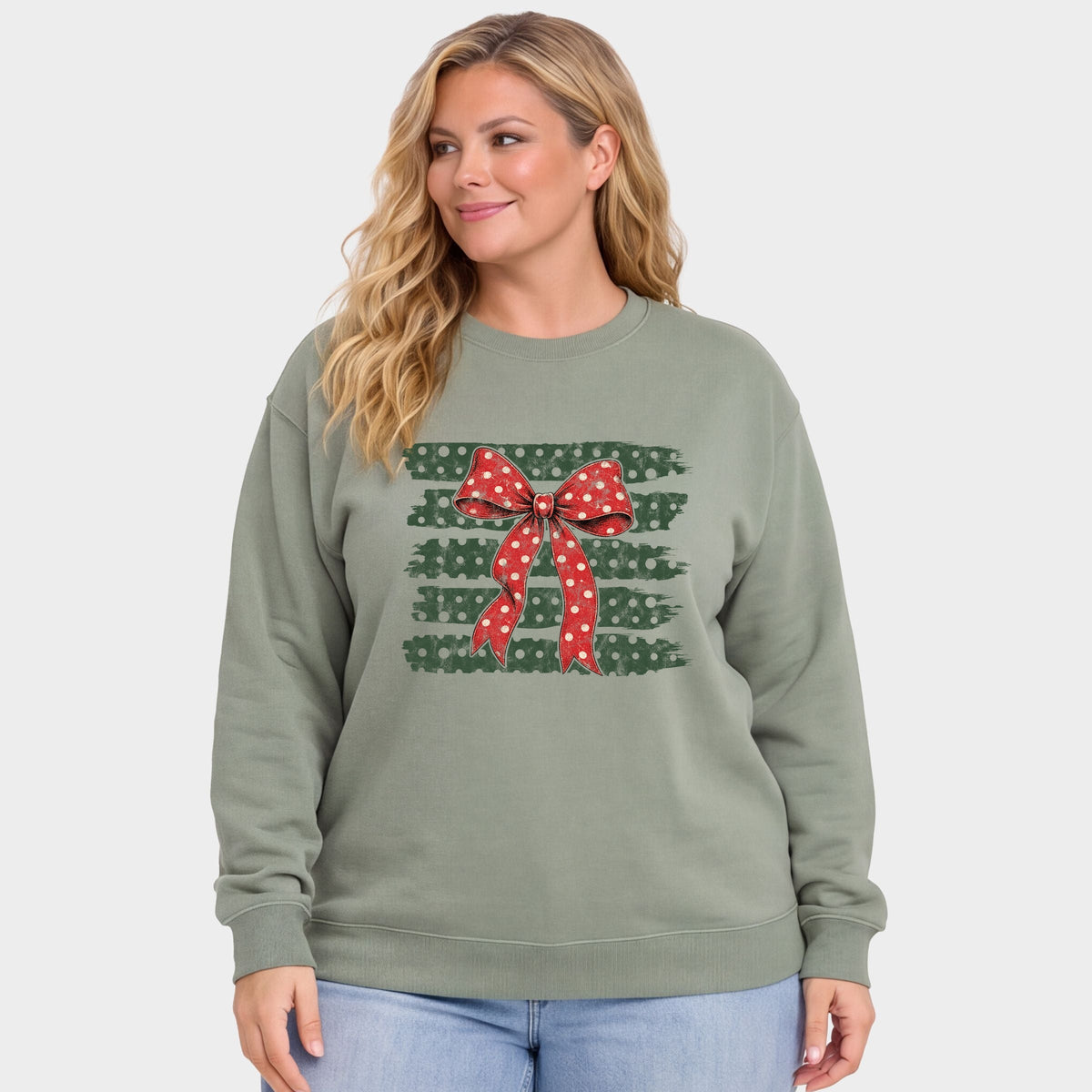 Christmas Bow Polka Dots - Women's Plus Sweatshirt