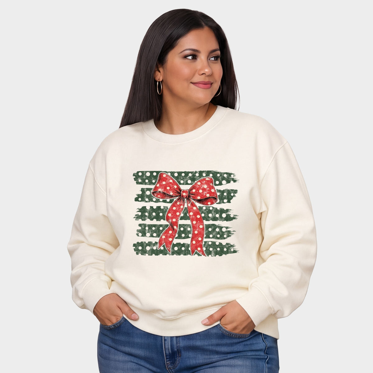 Christmas Bow Polka Dots - Women's Plus Sweatshirt