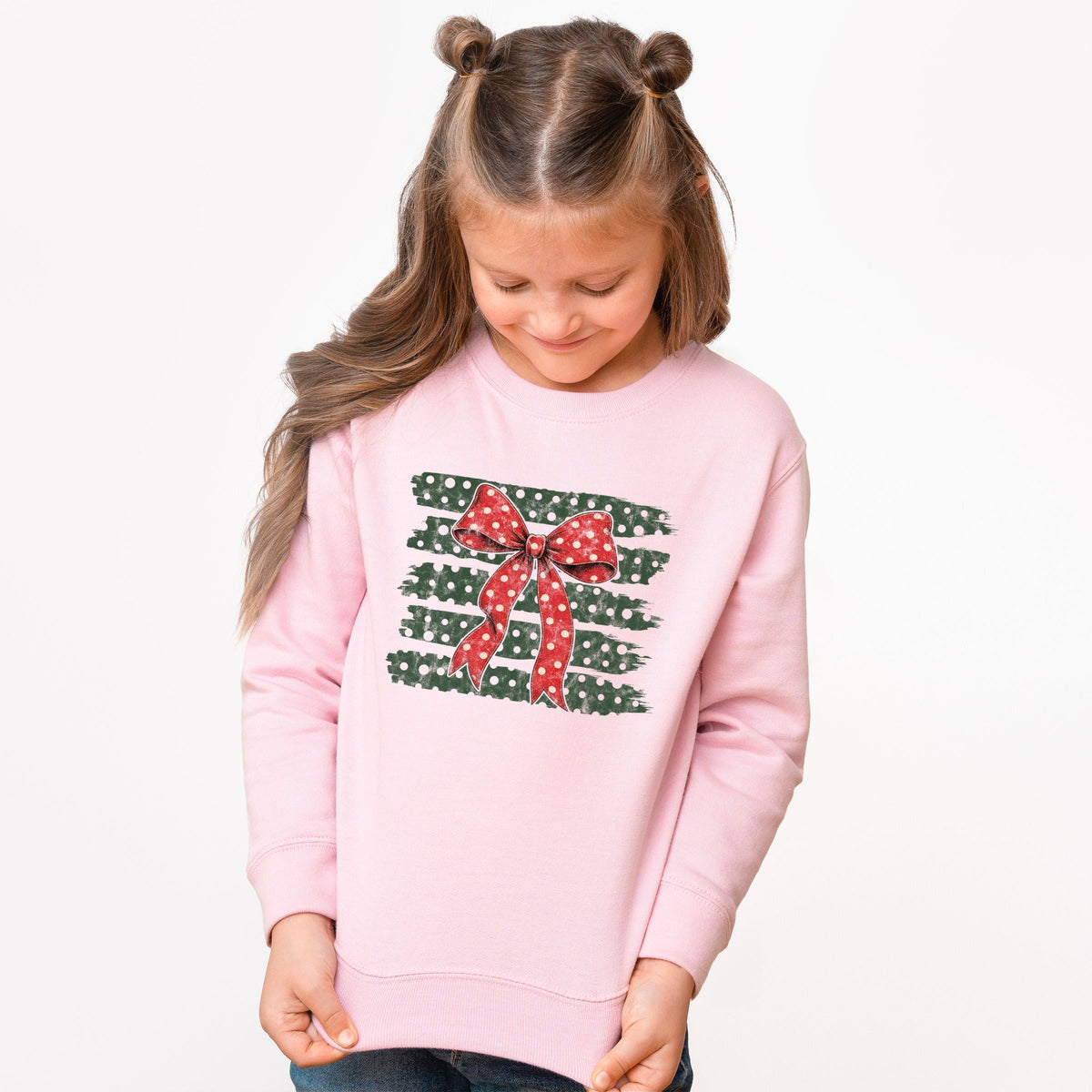 Christmas Bow Polka Dots - Youth Graphic Sweatshirt