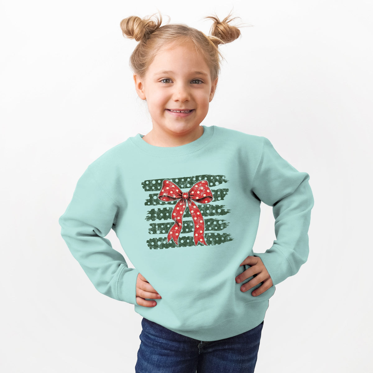 Christmas Bow Polka Dots - Toddler Graphic Sweatshirt