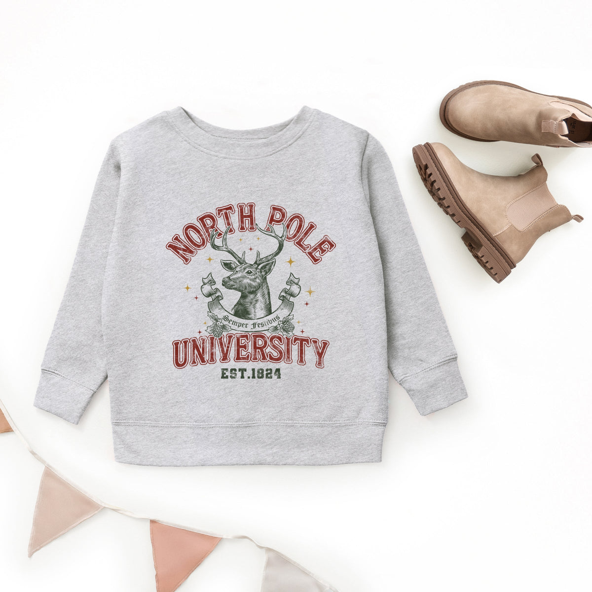 North Pole University Reindeer Stars - Youth Graphic Sweatshirt