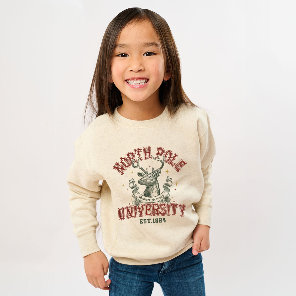 North Pole University Reindeer Stars - Youth Graphic Sweatshirt