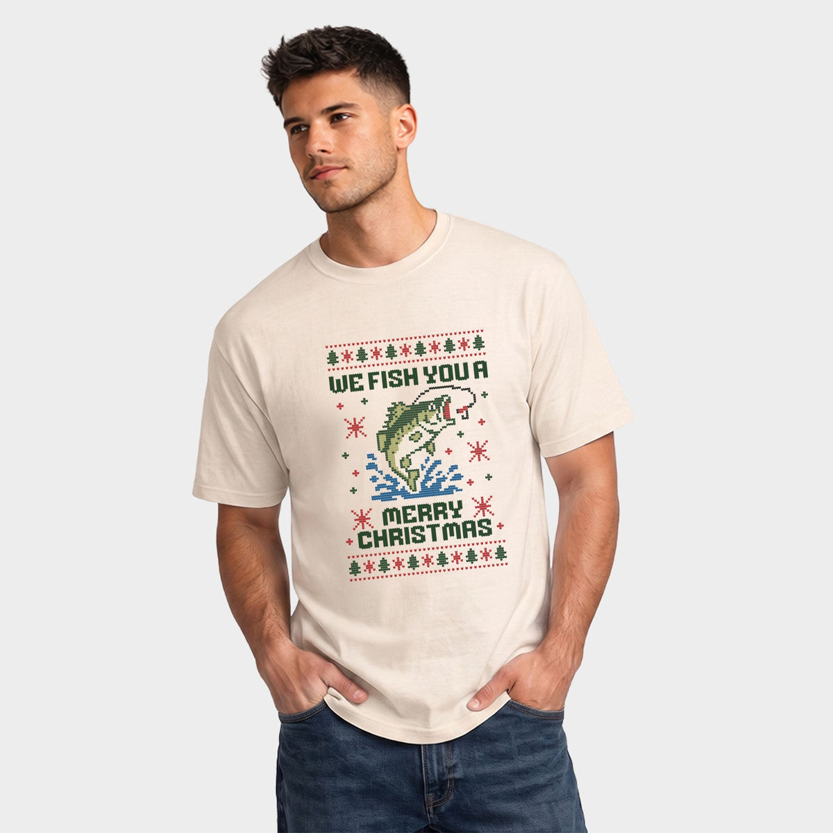 We Fish You A Merry Christmas - Men's Garment Dyed Graphic T-Shirt