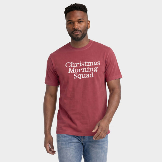 Christmas Morning Squad Distressed - Men's Garment Dyed Graphic T-Shirt