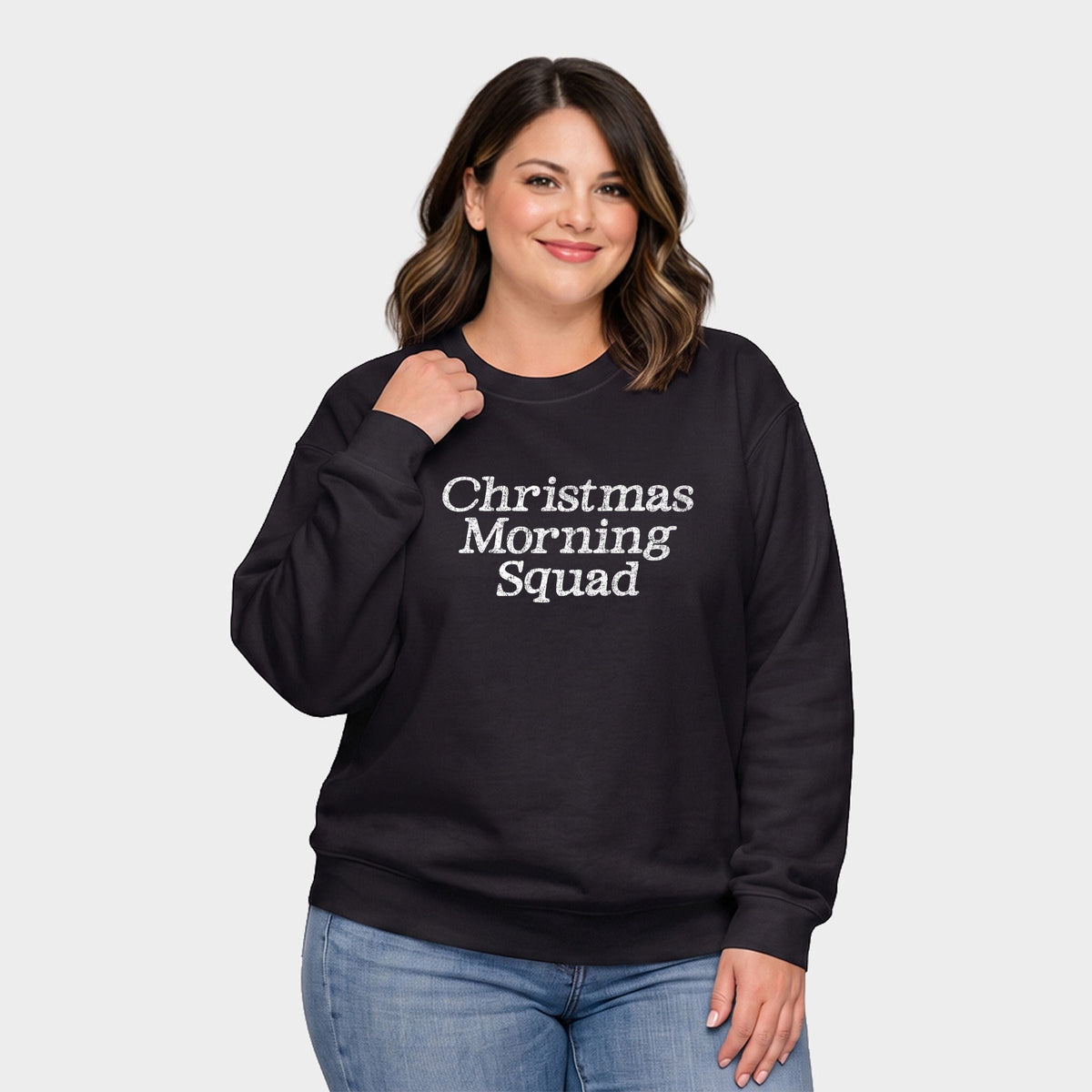 Christmas Morning Squad Distressed - Women's Plus Sweatshirt