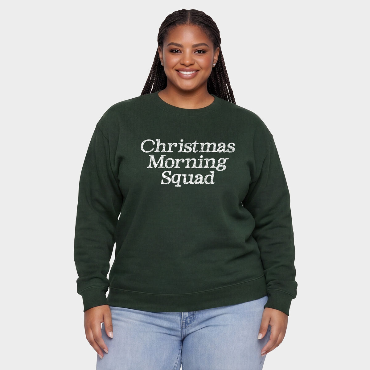 Christmas Morning Squad Distressed - Women's Plus Sweatshirt