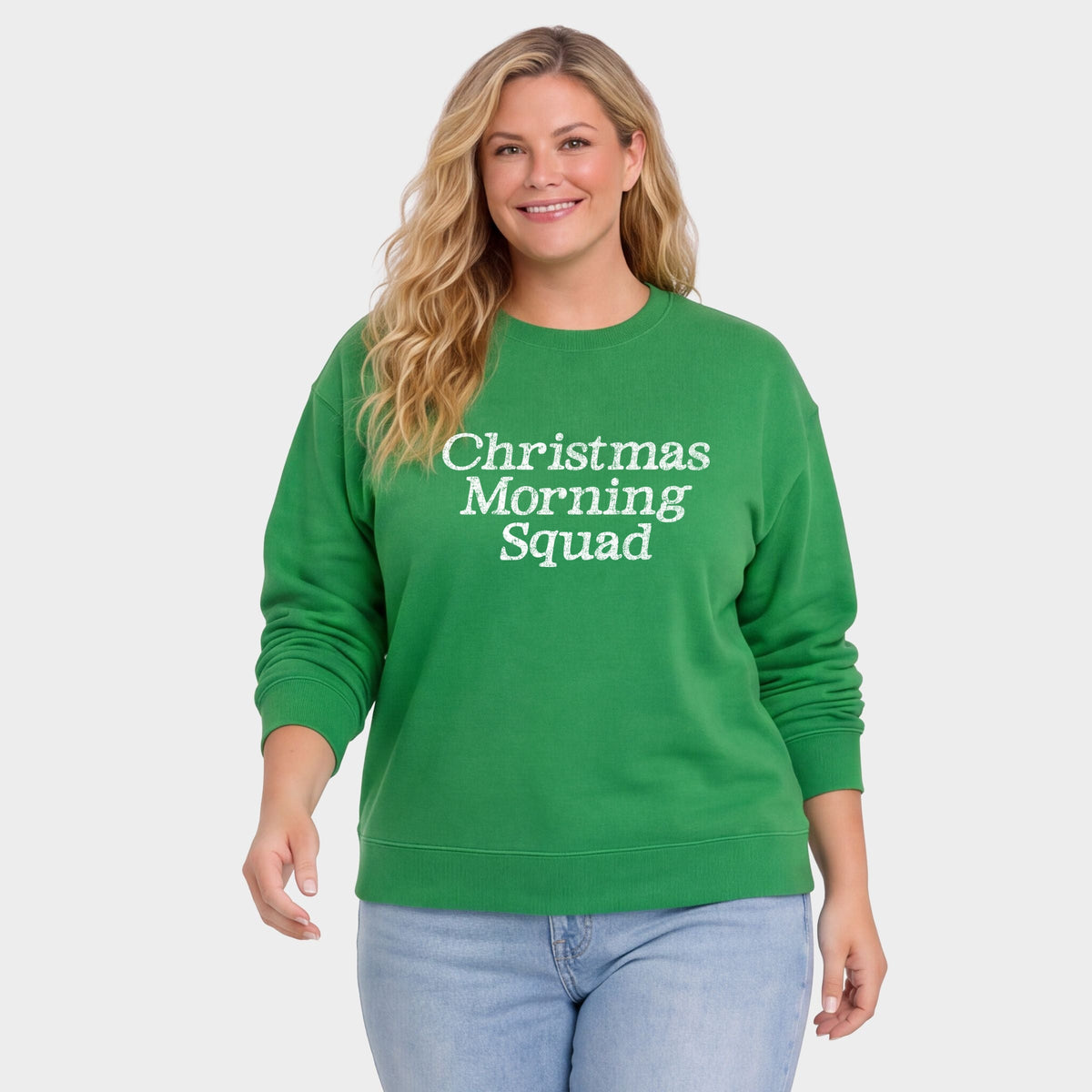 Christmas Morning Squad Distressed - Women's Plus Sweatshirt