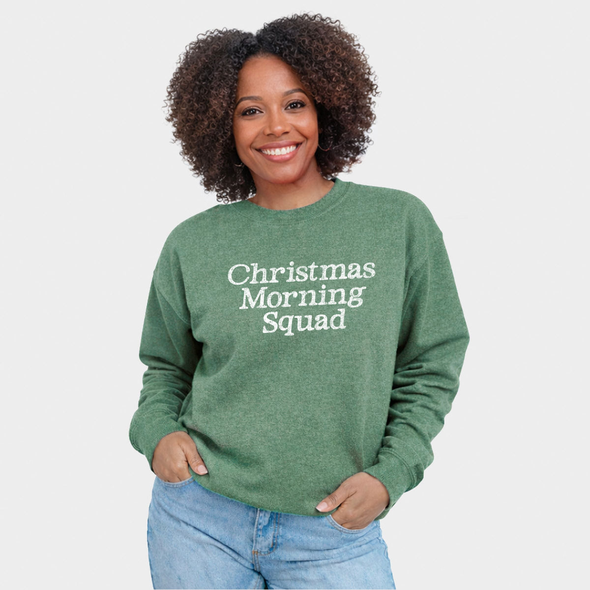 Christmas Morning Squad Distressed - Women's Graphic Sweatshirt