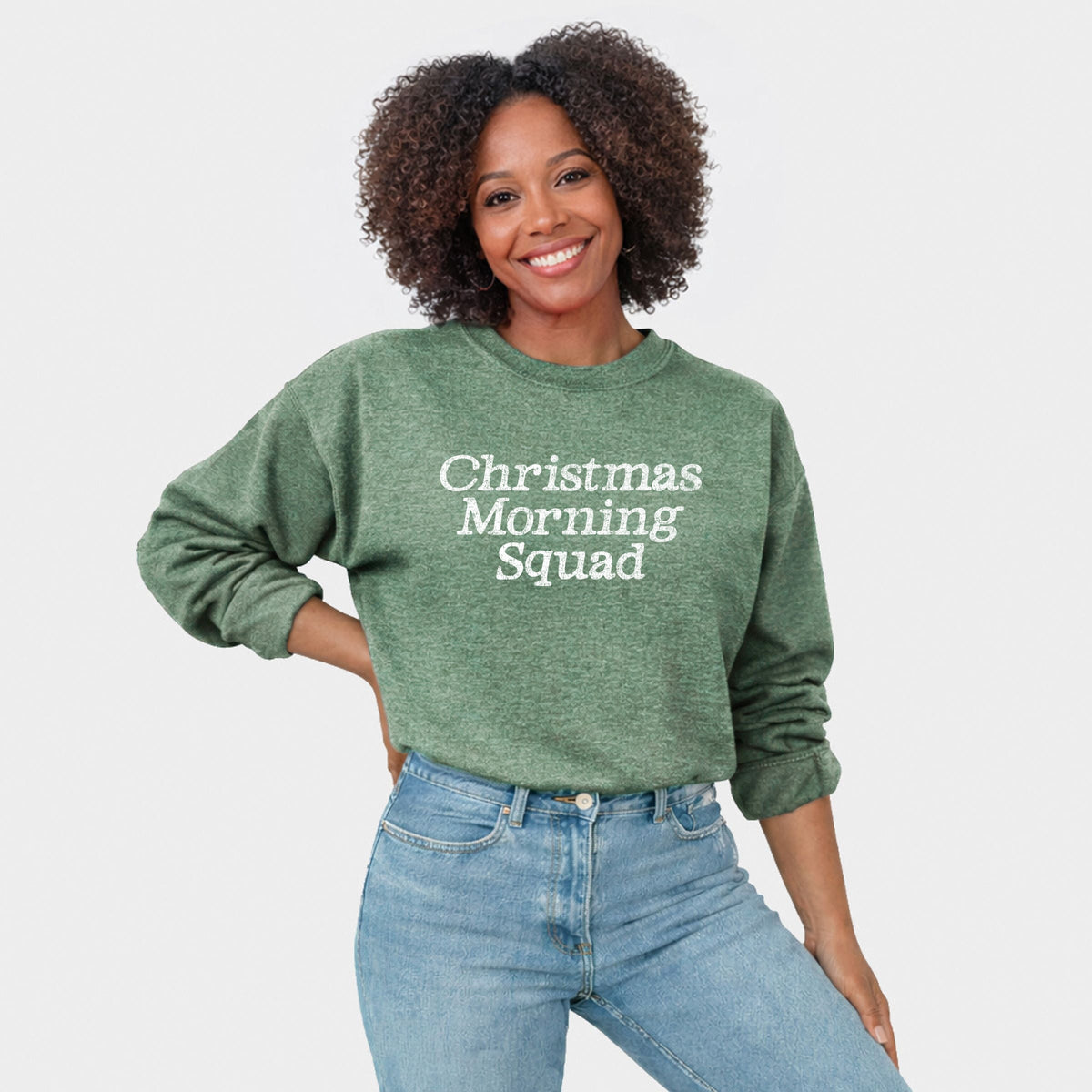 Christmas Morning Squad Distressed - Women's Graphic Sweatshirt