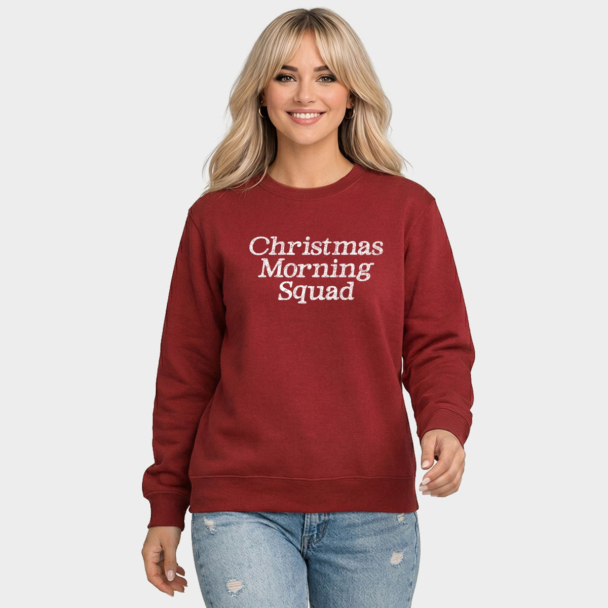 Christmas Morning Squad Distressed - Women's Graphic Sweatshirt