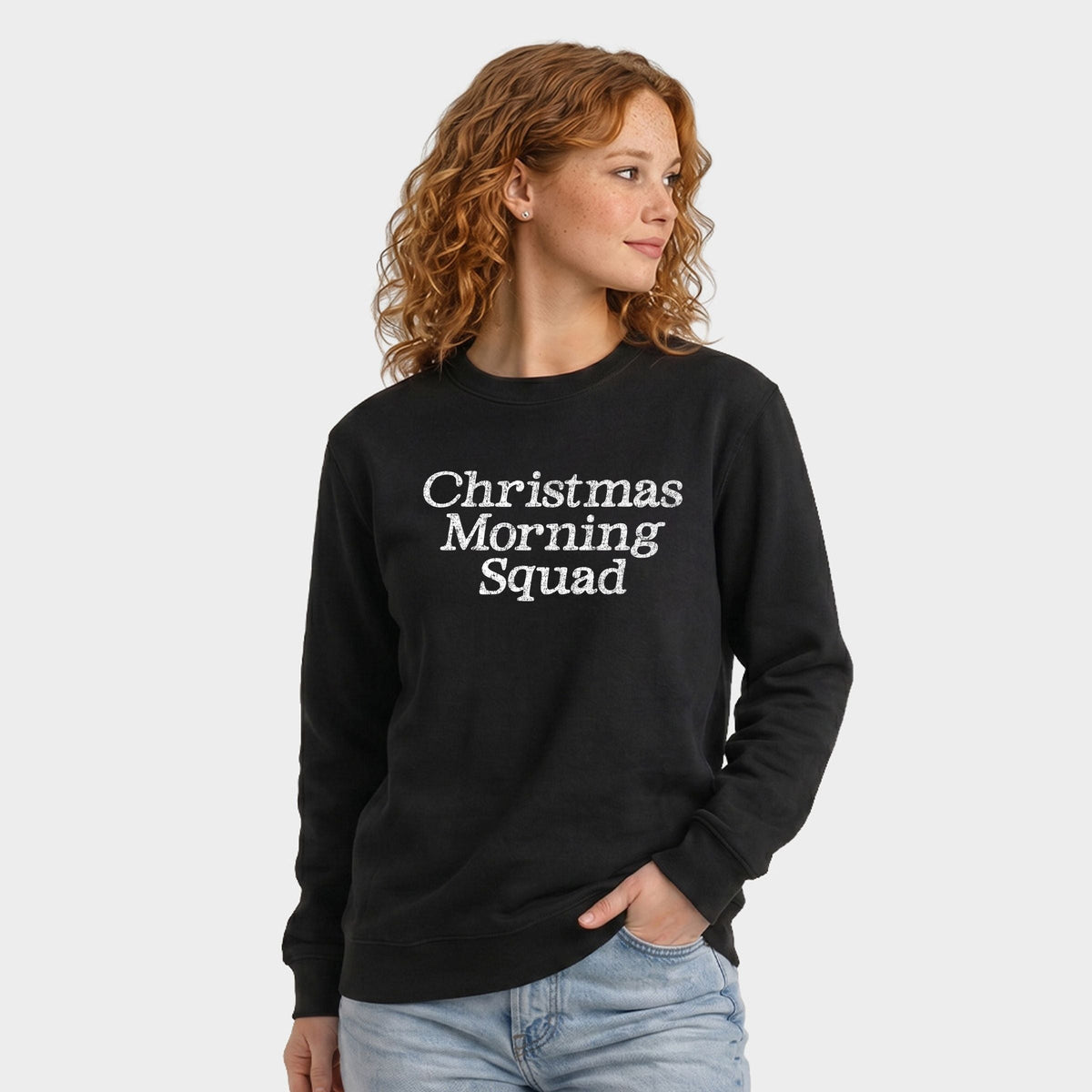 Christmas Morning Squad Distressed - Women's Graphic Sweatshirt