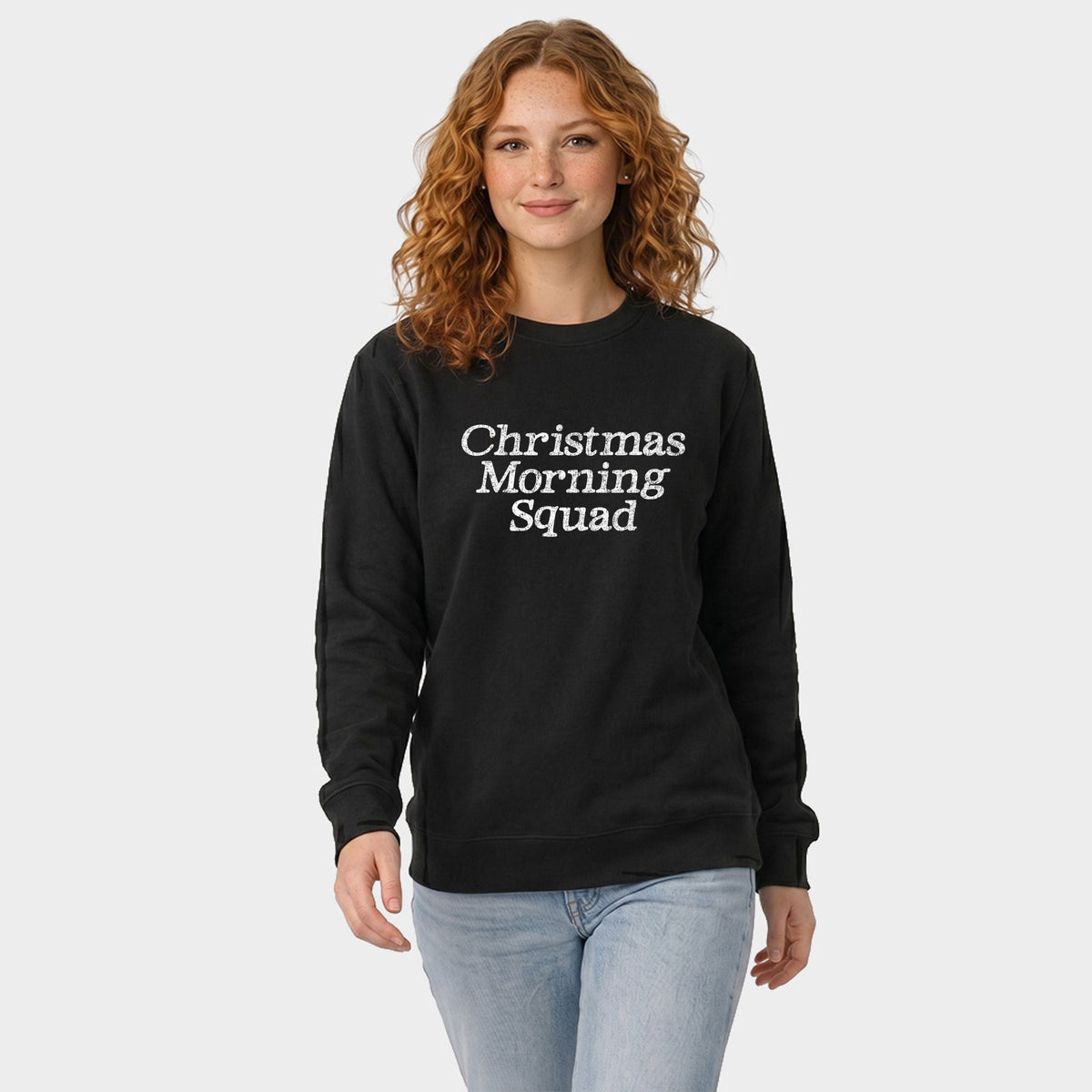 Christmas Morning Squad Distressed - Women's Graphic Sweatshirt
